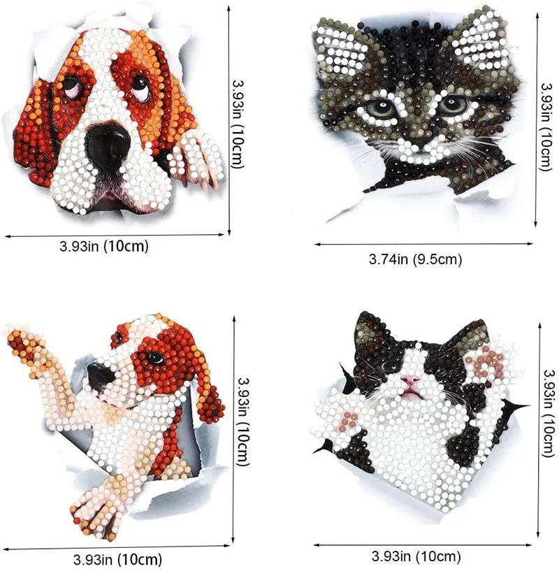 Description Picture 3 of itemDIY Dog Cat Diamond Painting Stickers Kits for Kids 5D Digital Diamond Paint By Numbers Children Adult Beginner Craft Embroidery