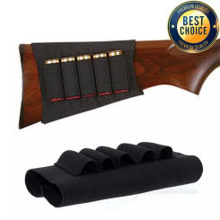 5 Rounds 12 Gauge Shotgun Buttstock Ammo Pouch Shell Holder Bullet Cartridge Bandolier Tactical Rifle Hunting Gun Accessories