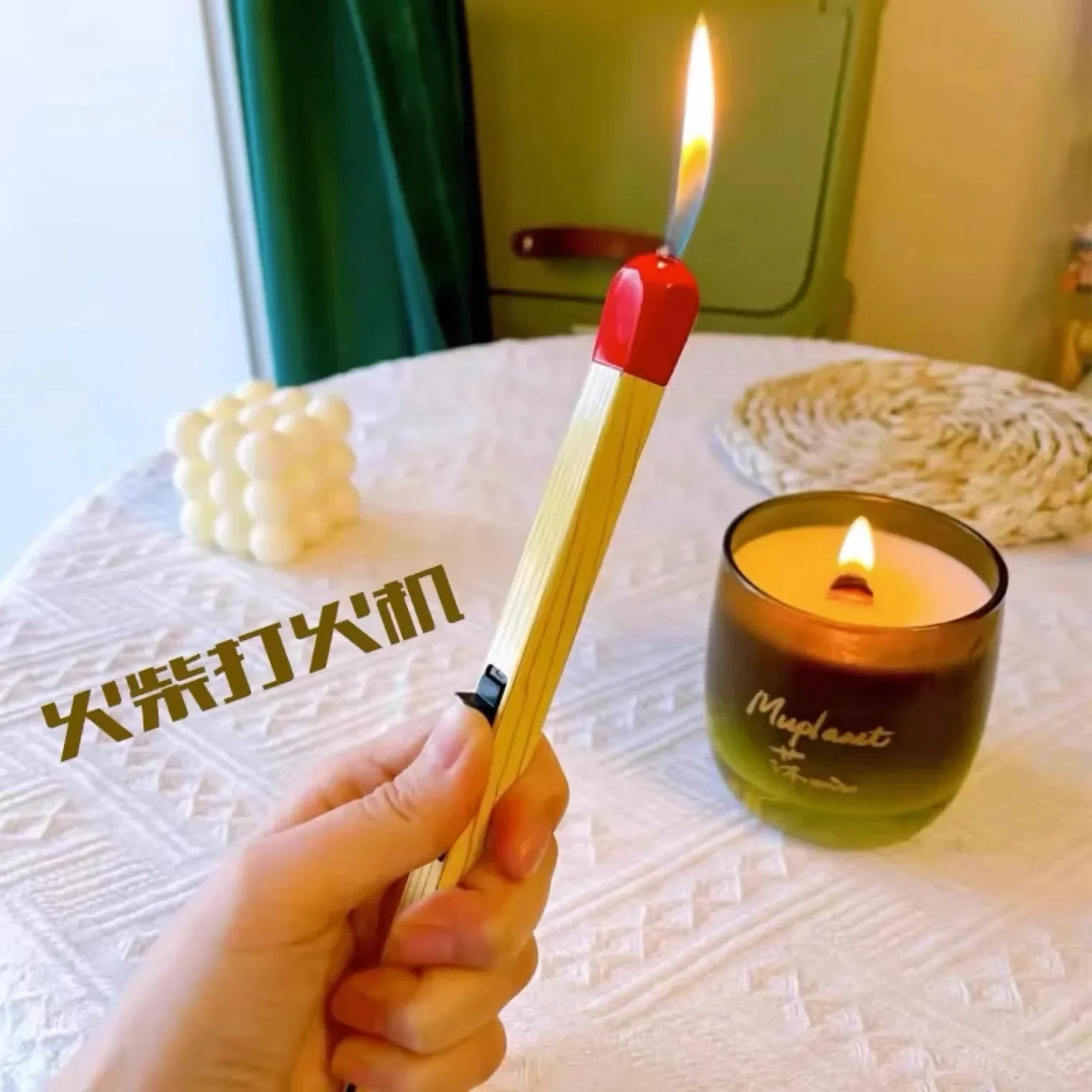Description Picture 2 of itemNew Glow-in-the-dark Matchstick Open Flame Lighter Creative Home Kitchen Gas Stove Ignition Gun Cute Personalized Gift Tools