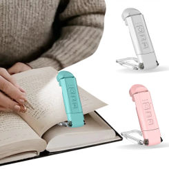 USB Rechargeable Book Light Clip On Bookmark Light 3 Light Colors & 5 Brightness LED Reading Light Foldable for Kids Bookworms