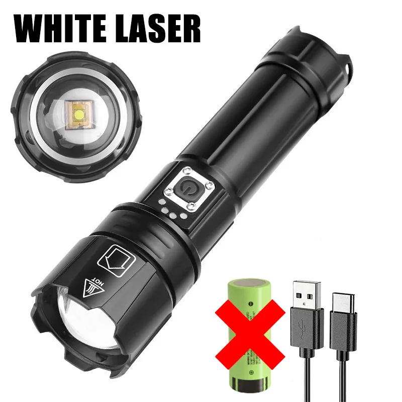 Description Picture 3 of itemStrong LED White Laser Flashlight Multi Functional Rechargeable Outdoor Portable Long Range Aluminum Alloy Tactical Flashlight