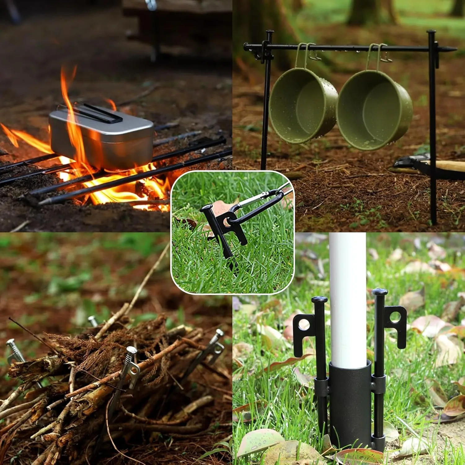 Description Picture 4 of item4 Pcs Tent Stakes Heavy Duty 8/10/12/16 inch Steel Tent Nail Pegs for Camping Unbreakable and Inflexible