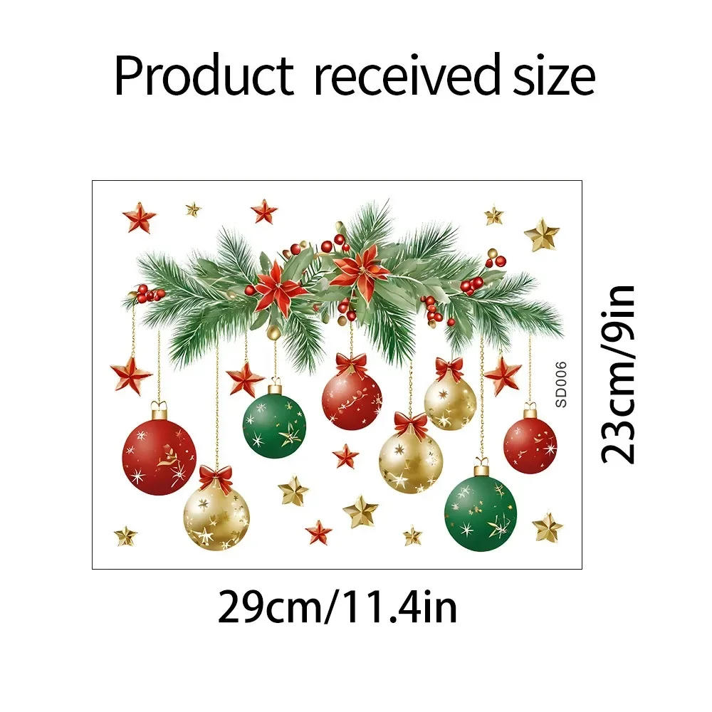 Description Picture 6 of itemChristmas Hanging Ball Toilet Stickers Xmas Star Balls Sticker Merry Christmas Home Toilet Decor Stickers Happy New Year 2025