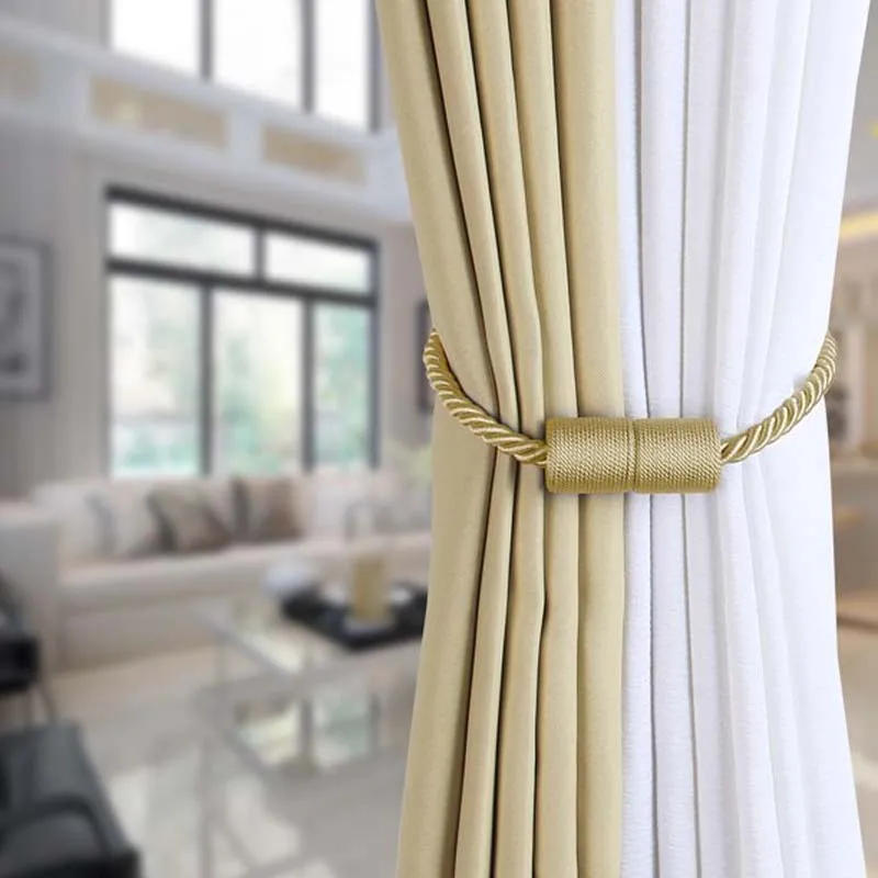 Description Picture 4 of itemFenghuangwu 1 PC Curtain Tiebacks with Strong Magnetic Decorative Drapes Weave Holdbacks Tie Backs Window Drape Accessories