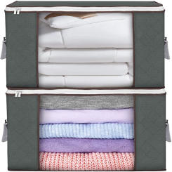 Large Storage Bags, 2 Pack Clothes Storage Bins Foldable Closet Organizers Storage Containers with Durable Handles Thick Fabric