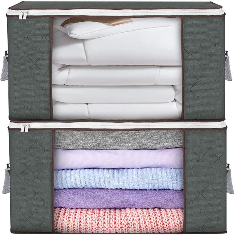 Description Picture 2 of itemLarge Storage Bags, 2 Pack Clothes Storage Bins Foldable Closet Organizers Storage Containers with Durable Handles Thick Fabric