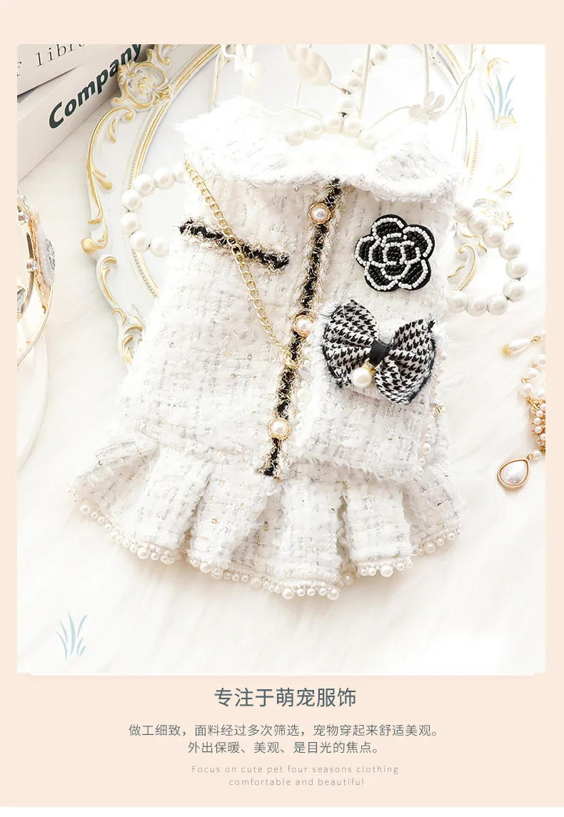 Description Picture 2 of itemIns New Winter Dog Clothes Cat Princess Dress Backpack Pink Luxury Fashion Design Dog Thickened Skirt Dog Christmas Clothes