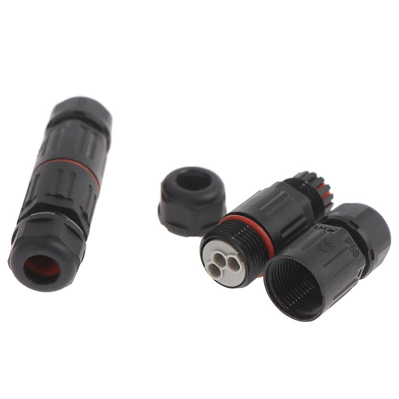 Description Picture 3 of item1Pcs IP68 Industrial Electrical Waterproof Wire Cable Connector 2 Pin 3 Pin Outdoor Plug Socket Straight Quick Screw Connection