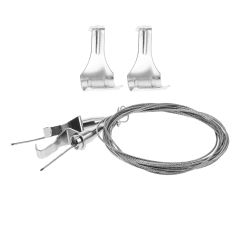 2 Sets Hook Picture Hanging Device Adjustable Wire Rope Frame Hanger Kit Suite Thread Rail System Display Stainless Steel with