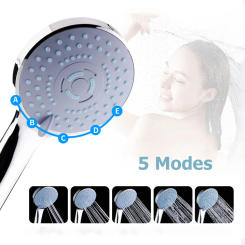 Chrome Plated Rainfall Shower Head 5 Modes Adjustable Water Saving Bath Handheld Shower Sprayer Nozzle Bathroom Accessories