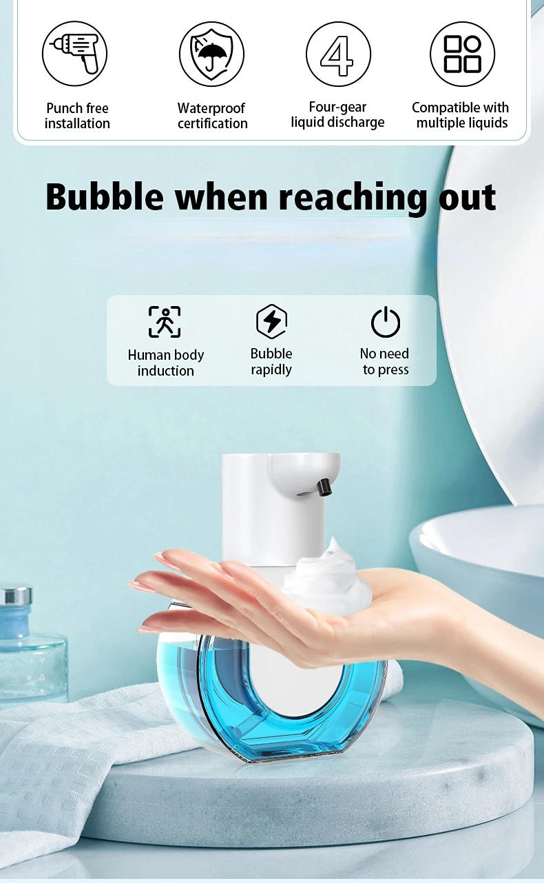 Description Picture 2 of item420ML Countertop Or Wall-Mounted 4-Levels Adjustable Foam/Gels Electric Automatic Smart Sensor Soap Dispenser For Hotel School
