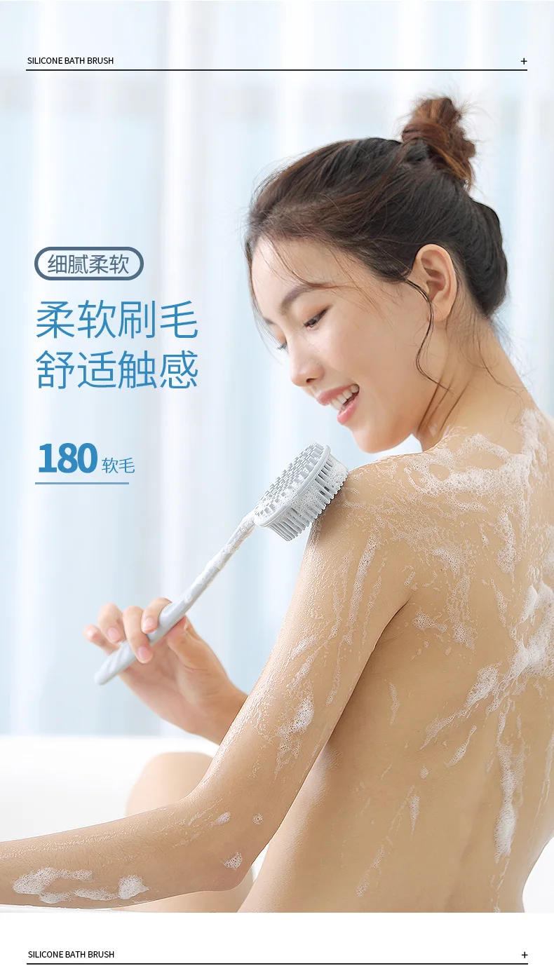 Description Picture 5 of itemSoft Fur Silicone Long Handle Shower Brush for Bath Back Scrubbing - Upgraded Handle And Bristle for Comfortable Cleaning