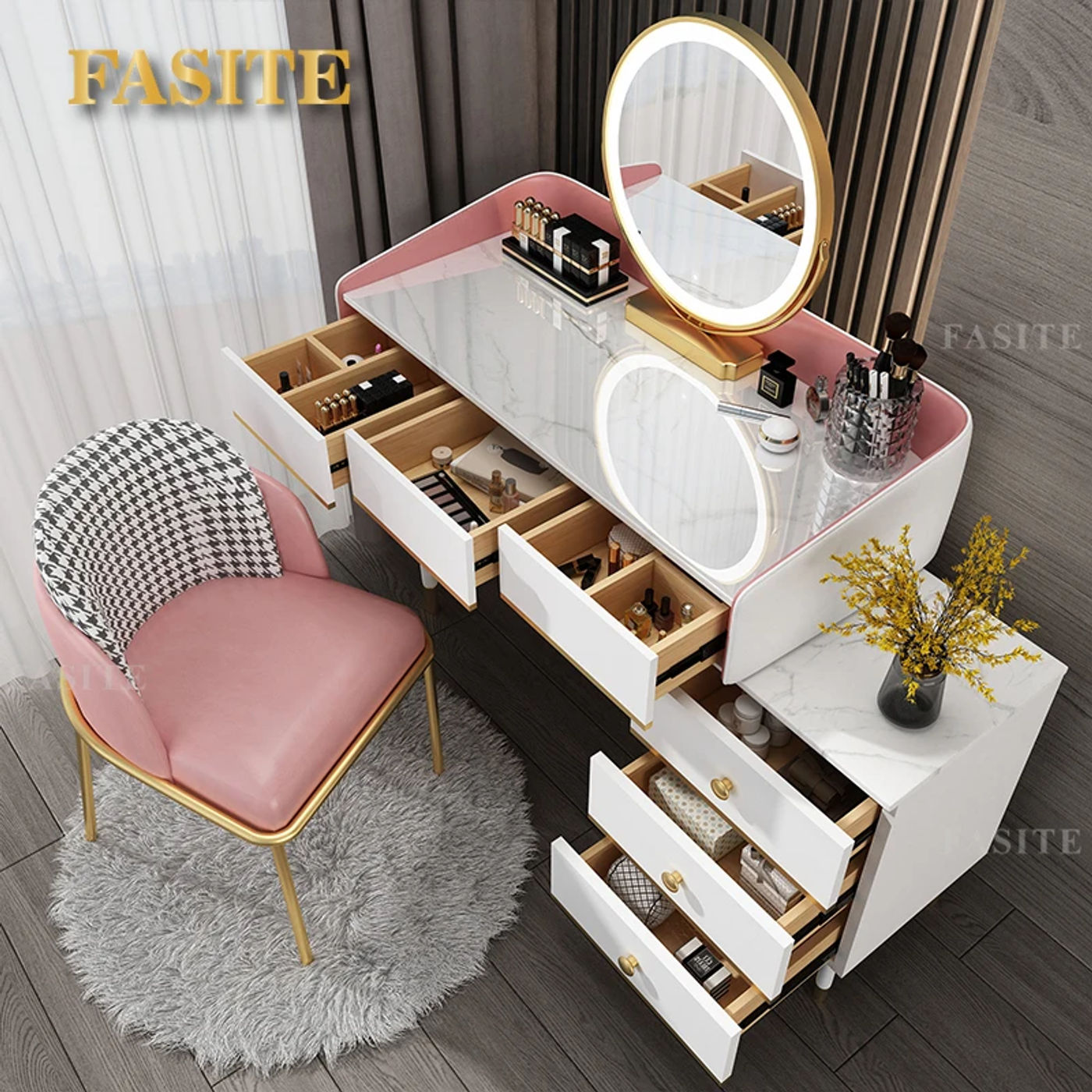 Description Picture 5 of itemVanity Dressing Tables Modern Dressers Advanced Makeup Table Large Capacity  Minimalist  Cabinet Dresser Furniture 11