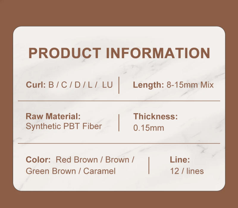 Description Picture 4 of itemNATUHANA Lashes 0.15mm Brown Flat Ellipse Eyelash Extension False Fake Eye Lash Matte Split-tips Ellipse Shape Eyelashes