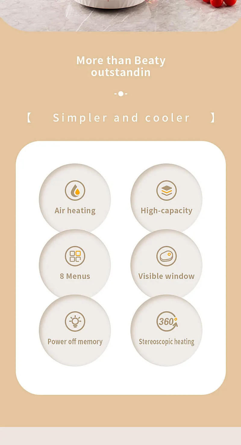 Description Picture 3 of item8L air fryer intelligent large capacity multifunctional household air fryer visual LCD touch screen oil-free oven 220V EU