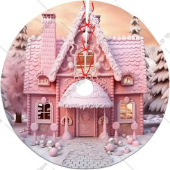 Christmas House Tree Skirt Christmas Ball Snow Scenes Cartoon Cute Pink Home Tree Skirt Mat Ornament for Xmas Holiday Decoration