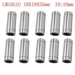 10PCS LM10LUU 10X19X55MM ID= 10 MM Long Type 10*19*55 MM Linear Ball Bearing Guides Optical Axis