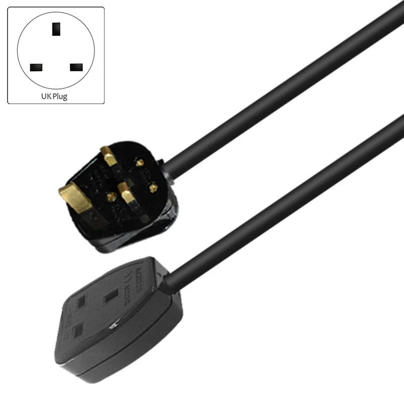 Description Picture 5 of itemUK 3 Prong Extension Power Cord,IEC UK Male Plug To Female Outlet Socket Hongkong Power Cable Extented(UK Plug)