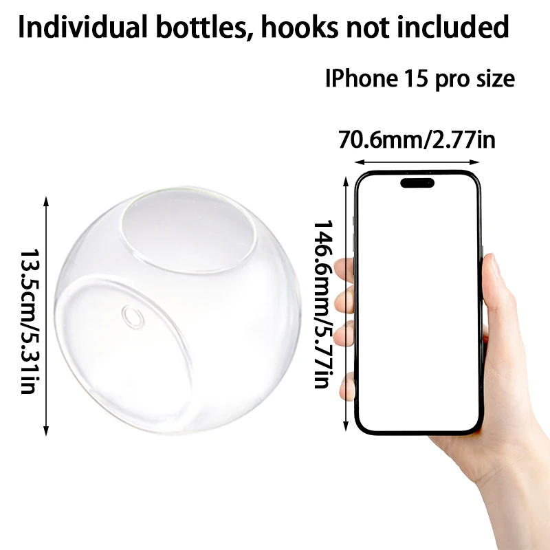 Description Picture 4 of itemTransparent Semi-circular Glass Vase Wall Hanging Decoration Office Hydroponics Vases Cute Ball Shaped Moss Ecological Bottle