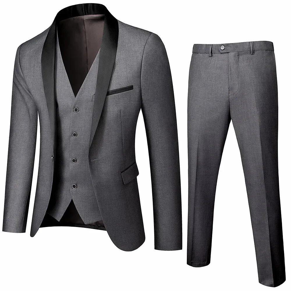 Description Picture 5 of itemBlack Men Autumn Wedding Party  custom vest Coat Pants and Vest Fashion Slim Fit Suit（one vest)
