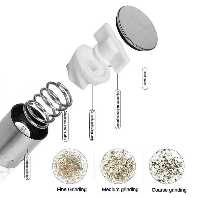 Description Picture 6 of itemSalt and Pepper Grinder 2 in 1 Manual Stainless Steel Salt Pepper Mills with Adjustable Ceramic Grinding Spice Mill Kitchen Tool