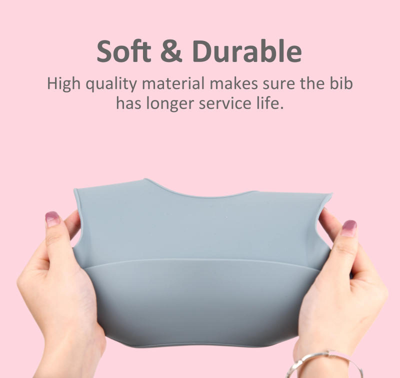 Description Picture 6 of itemHigh Quality Food Grade Soft Waterproof Silicone Baby Bib With Food Catcher
