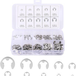 120Pcs E-Clip Circlip External Retaining Rings Stainless Steel E-Clips Assortment Kit,M1.5/M2/M3/M4/M5/M6/M7/M8/M9/M10 E-Rings C