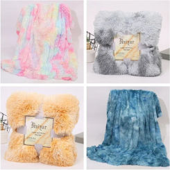 1 Pcs Plush Blanket Soft Fur Faux with Fluffy Throw Blanket Bed Sofa Long Shaggy Winter Warm Bedding Sheet Soft Blankets