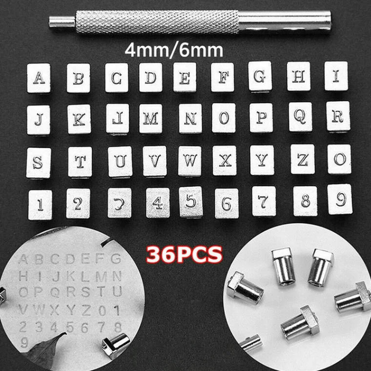 Description Picture 2 of item36pcs Alphabet Leather Stamp Tool Kit Letter Number Punch Logo DIY Craft 4MM/6MM