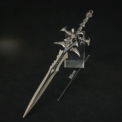 30cm Stand Lich King Weapon Model Large Frostmourne Sheep's Head Sword Alloy Model Metal Ornament with Display