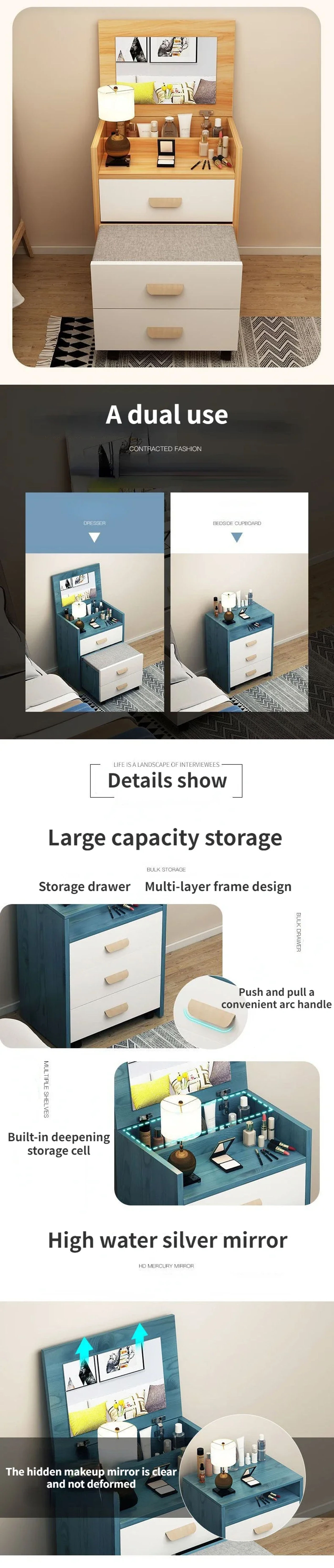 Description Picture 3 of itemSmall Vanity Container  Dressing Table Box Classic Organizers Drawers Dressing Table Sofas Living Room Penteadeira Makeup Tables