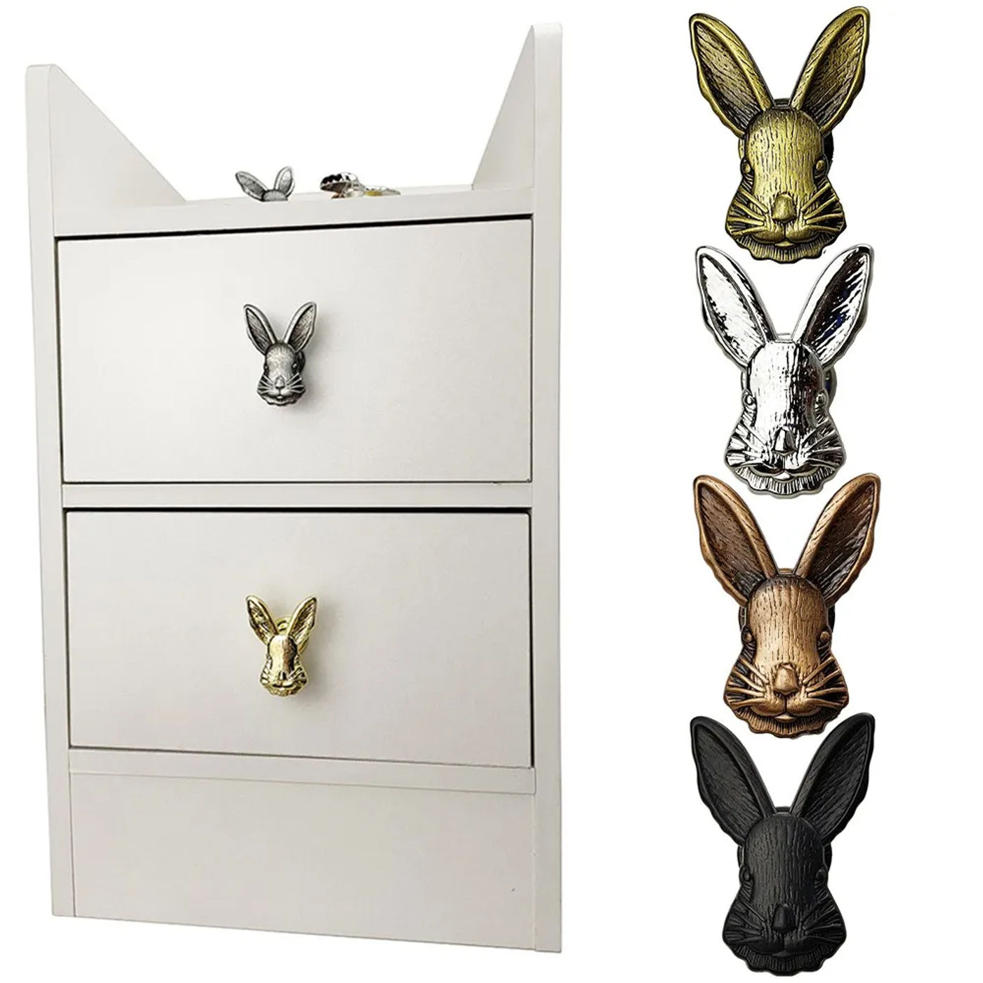 Description Picture 2 of itemRabbit Shape Cabinet Nordic-Style Door Handle Cupboard Handles Drawer Pulls Decor Solid Brass Furniture Hardware 4.9x3.5cm