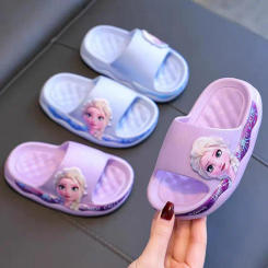 Elsa Princess Cartoon Girl's Slippers Summer Children Indoor Non-slip Soft Sole Bath Girls Beach Sandals Slipper Kids Shoes