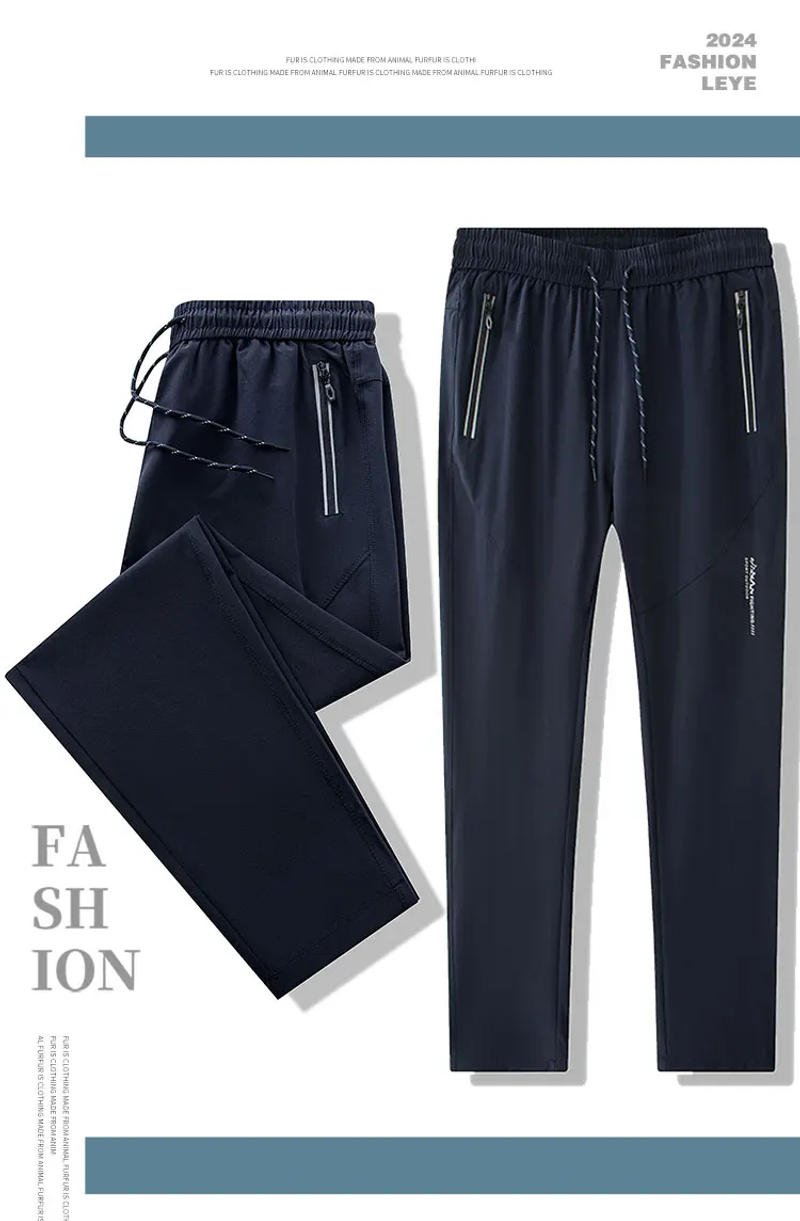 Description Picture 6 of itemSummer Zip Pockets Sweatpants Men Plus Size Sportswear Quick Dry Ice Silk Casual Track Pants Male Loose Sport Trousers 7xl 8xl