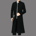 2023 Autumn and Winter Boutique Woolen Black Gray Classic Solid Color Thick Warm Men's Extra Long Wool Trench Coat Male Jacket