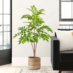 76-140cm Large Artificial Plants Fake Ficus Tree Branch Plastic Banyan Plants Leaves Tall Greenry For Home Garden Outdoor Decor