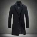 Men's Coat Autumn and Winter New Casual Long Windbreaker Jacket / Male Solid Color Single Breasted Trench Coat Jacket