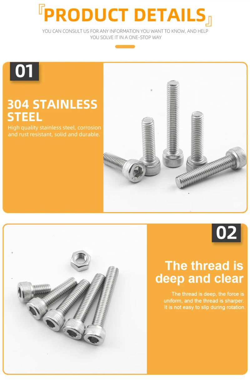 Description Picture 5 of itemJUIDINTO Hex Socket Head Cap Bolts and Nuts M2 M2.5 M3 M4 M5 M6 Stainless Steel Allen Head Screw Nut Washers Assortment Kit