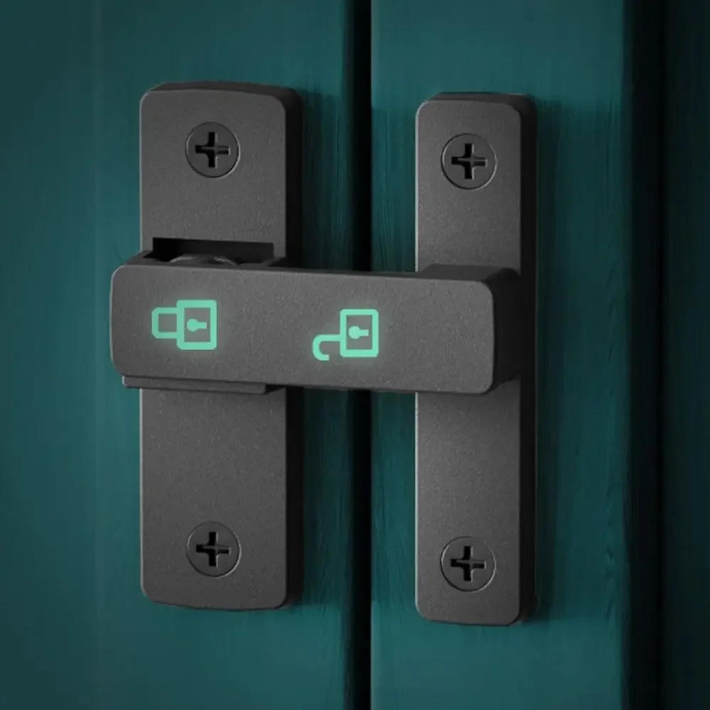 Description Picture 3 of item180° Luminous latch Indoor metal door buckle Bathroom Door lock Sliding door lock Wooden d oor Burglar barn d oor buckle