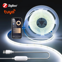 ZigBee 5V COB USB LED Strip Lights Smart Dimmable Room Decor Lighting Work With Tuya Gateway Hub Alexa Google Home Voice Control