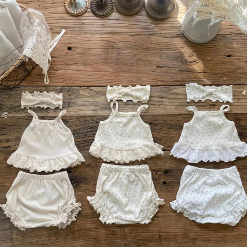 Description Picture 4 of itemTZ2461 New summer children's clothing summer baby girl thin cotton floral suspender T-shirt large PP shorts ruffle set