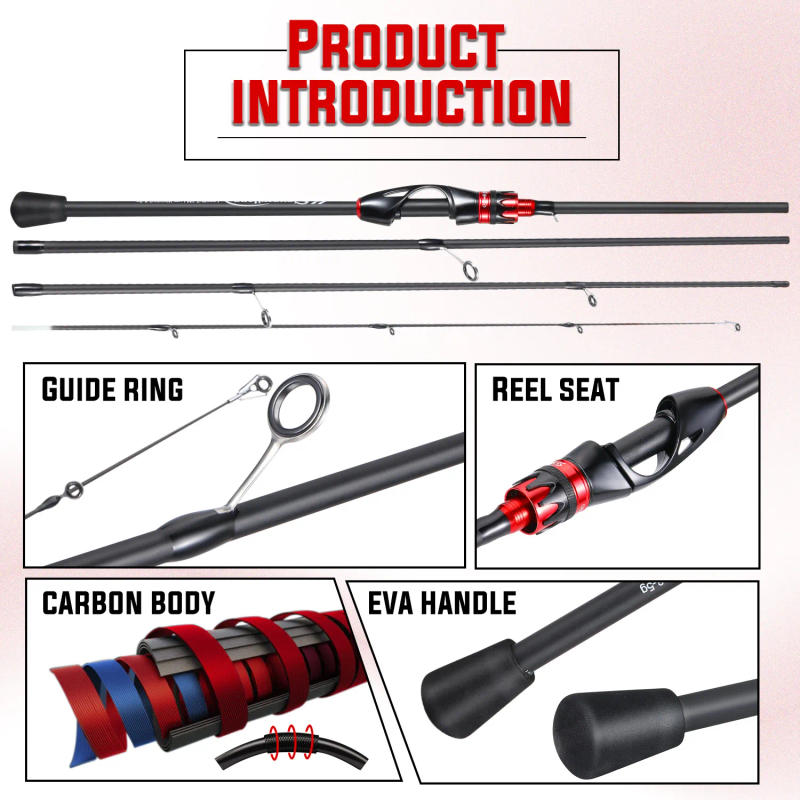 Description Picture 6 of itemSougayilang Casting Spinning Fishing Rod 2.1m UltraLight Carbon Fiber Rod Pole 4 Section with EVA Handle 0.8-5g Lure Weight