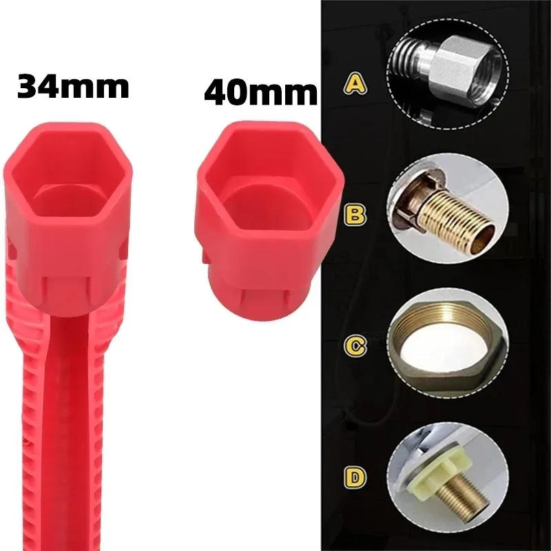Description Picture 5 of item14 In 1 Sink Faucet Wrench Plumbing Repair Tool Handle Double Head Wrench Spanner Tool Installer Ratchet Wrench Set for Bathroom
