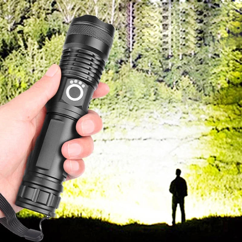 Description Picture 2 of itemUSB Rechargeable P50 LED Flashlight Torch Super Bright Rechargeable Zoom LED Tactical Torch 18650 or 26650 Battery Camp Lamp