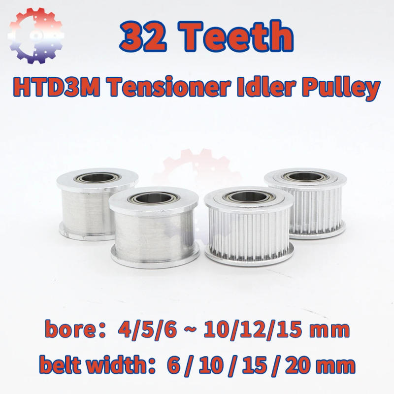 Description Picture 2 of item32Teeth HTD 3M Tensioner Idler 32T Bearing Guide 3M Pulley 3M Belt Pulley 6/10/15/20mm HTD3M Synchronous Wheel 3M Idler 32 Teeth