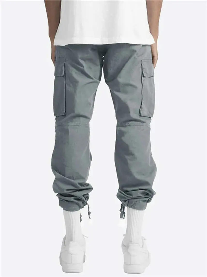 Description Picture 5 of item2024 Summer Cargo Pants Oversized 5XL Slacks Unisex Drawstring Overalls Side Pockets Plus Size Khaki Gray Trousers