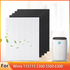 4 pieces Air Purifier Parts Carbon pre-filters and 1 piece Main HEPA filter for Winix 115115 5300 5500 6300