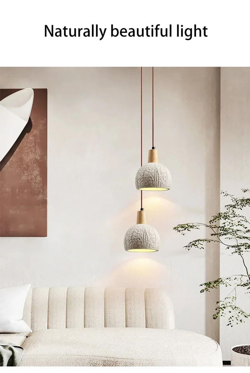 Description Picture 2 of itemSpot Creative Concrete Cement Restaurant Bar Aisle Hallway Bedroom Bedside Cream Wabi-sabi Style Personalized Chandelier