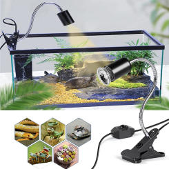 Reptile Heat Lamp with Halogen 50W Bulb Aquarium Basking Lamp for Lizard Terrarium Adjustable Gooseneck Tortoise Reptile Light