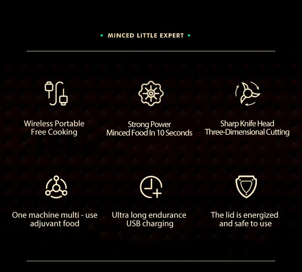 Description Picture 3 of itemMini Electric Garlic Chopper USB Meat Grinder Garlic Masher Machine Sturdy Durable Crushed Ginger Vegetable Crusher Kitchenware